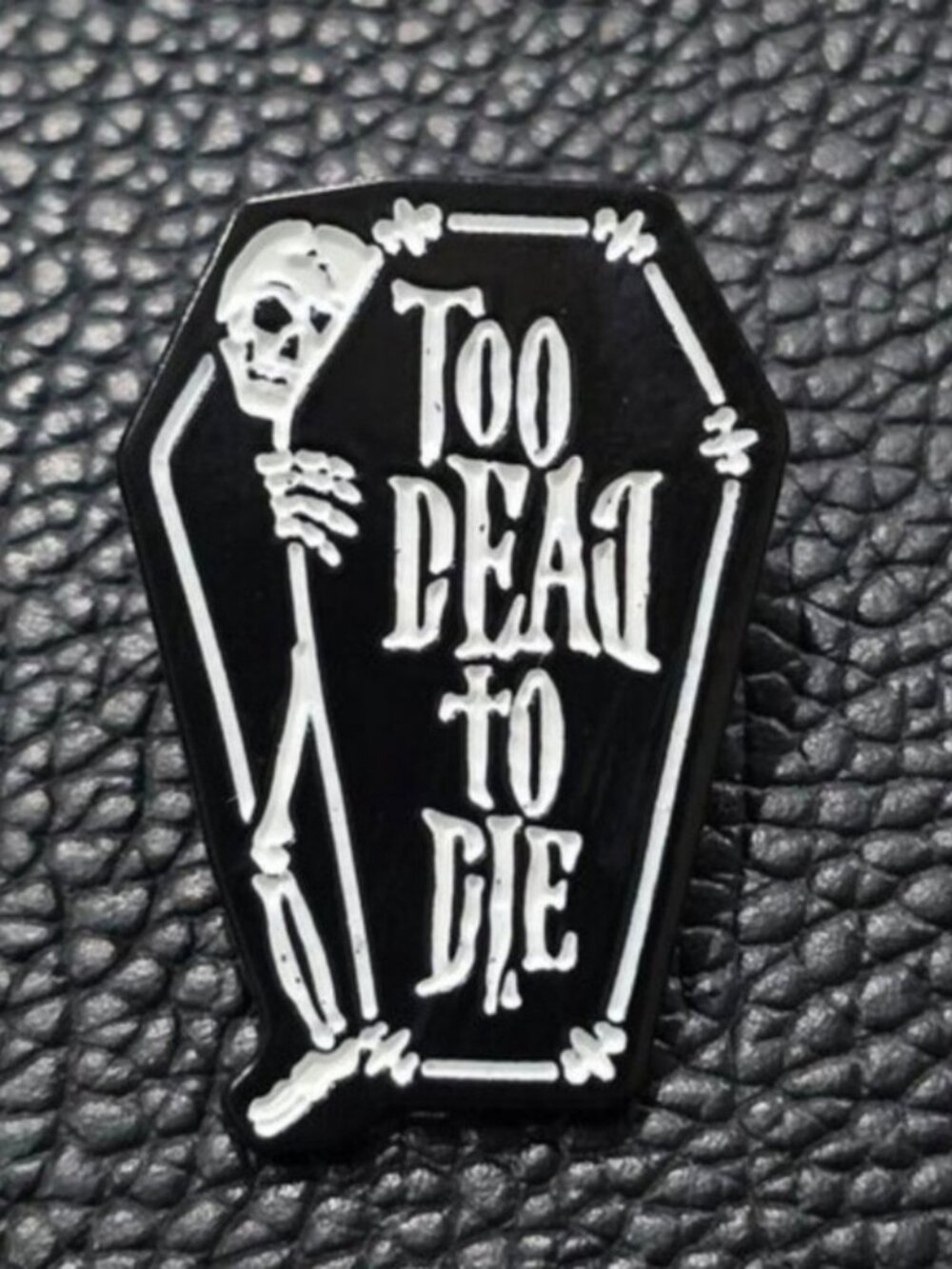 Killstar Too Dead Enamel Pin Gothic Occult Coffin Skeleton Text Accessory Sz OS